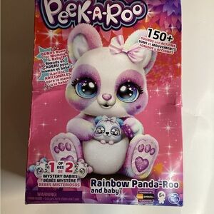 New Peek-A-Roo Interactive Rainbow Panda Roo & Baby W/ Bonus Bows Over 150 Sound